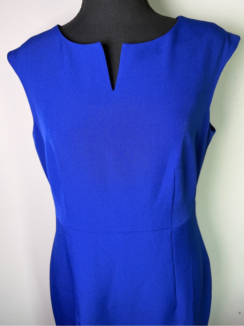 Kasper Cobalt Blue Midi Sheath Dress Notch Neck Sz 6 - Picture 2 of 10